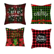 8Pcs Christmas Pillowcase Cotton Linen Throw Pillow Cover for Couch Home Decorations -Style 1 and Style 2 and Style 6 and Style 7