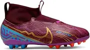 [Nike] Unisex Children's Jr. Zoom Mercurial Superfly 9 Academy Km Ag High Top, Dark Beetroot MTLC Vivid Gold