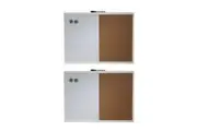 2PK Quartet 58x43cm Magnetic Combo White Board Cork Memo Note Wall Mountable