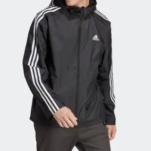 【adidas 愛迪達】Adida M 3S WB 男款 黑色 立領 基本款 防潑水 連帽 風衣 運動 外套 IB0381