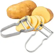 [YAPKOLV] Pack of 2 Peelers, Potato Peelers, Double-Edged with Pendulum Blade, Extra Sharp