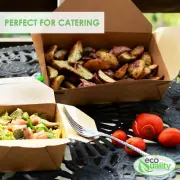 45oz Disposable Microwavable Kraft Brown Paper Take Out Containers 150 pcs