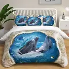 Ocean Laughing Dolphins Quilt Duvet Cover Set Bed Linen Single Bedclothes