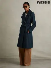 Reiss Teal Rae Petite Wool-Blend Belted Double-Breasted Coat With Cashmere (AK0960) | $775