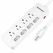 Power Strip Surge Protector With Individual Switches6ft Extension Cord With Swit