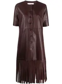 在飛比找Farfetch優惠-fringed-hem short-sleeve midi 