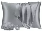 CJ&J-Home Satin Pillowcases Standard Set of 2, Grey Silk Pillowcase for Hair and
