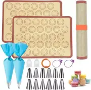 Macaron Silicone Baking Mats(21Pcs), 2 Half Sheet Baking Mat (42x 29.5cm)