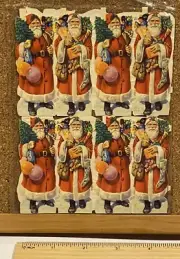 VINTAGE 1950s SANTA CLAUS OLD TIME GLOSSY CHRISTMAS PAPER SCRAPS ENGLAND MINT!!!