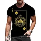 T-Shirt Men‘s Gold Black Ace of Spades Poker Short Sleeve Casual Novelty T Shirt