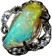 [Yihuaqun] Natural s925 silver fire color opal ring rough stone raw ore opal crystal color treasure mineral crystal jewelry