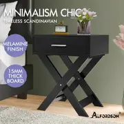 ALFORDSON Bedside Table Nightstand Side Storage Cabinet French Country Black