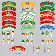 36Pcs Christmas Cake Cupcake Decoration Christmas Toppers Santa Clause Snowman