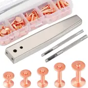 50Sets Copper Rivets Assorted Leather Rivet Kit Working Brass Solid Tool Setter