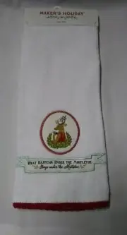 NWT makers holiday holiday deer "what happens under mistletoe" hand towel