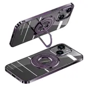For iPhone 12 6.1 inch PC Cover Pull-out Kickstand Electroplated Phone Case Compatible with MagSafe