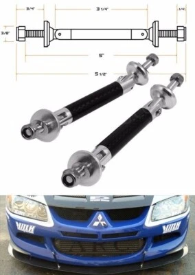 Black Carbon Bumper Lip Body kit Diffuser Struts Rod Bar Support for VW Porsche