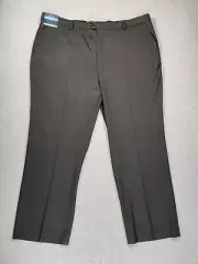 New Stafford Mens Dress Pants 50 x 32 Charcoal COOLMAX All Season Flat Front NWT