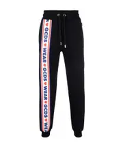 GCDS Logo Printed Drawstring Track Pants M Black