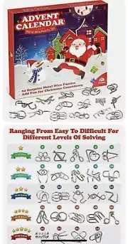 Coogam Metal Wire Puzzle Toys Advent Calendar, 2021 Christmas Countdown Calendar