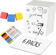 6 Pack Mini Whiteboards 9x12 for Students and Teachers with Erasers and Pens