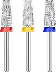 Honoson 3 Pcs Carbide 5 in 1 Nail Drill Bit Set Two Way Rotate Use for Both Left and Right Handed，Xf，F，M 3/32 Inch Drill Nails for Acrylic Nail Gel Fast Remove(Silver)