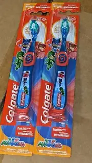 2 Colgate PJ Masks Toothbrush for Kids 2-5 Years Old, Extra Soft w/ Suction Cup