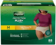 Depend Protection plus Ultimate Underwear for Women, Medium (88 Count)