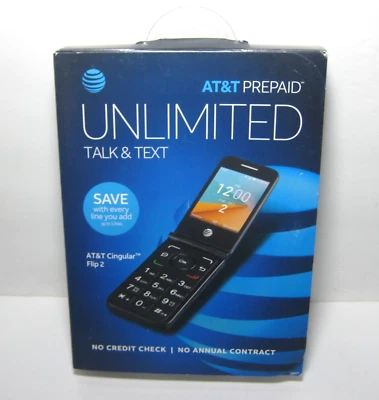 AT&T Prepaid Cingular FLIP 2 Cell Phone NO CONTRACT 40440 Gray SEALED - Box Wear