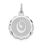 Sterling Silver Silver/Rhodium-Plated Brocaded Letter O Initial Pendant