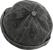 [LIFKOME] Brimless Washed Cotton Hat Men's Denim Skull Hat Unisex Design for Hip Hop Fashion and Comfortable for Travel