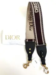NEW AUTH CHRISTIAN DIOR LOGO BORDEAUX EMBROIDERY CANVAS GOLD BAG SHOULDER STRAP