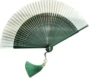 [ROBAUN] Chinese Vintage Folding Fan, Retro Hollow Out Bamboo Fabric Hand Fan Summer Cooling Handheld Fan for Women Men