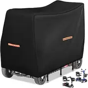 Mobility Scooter Cover, 144×38×99cm Waterproof Dustproof Disability Scooter Covers, Black Sunproof Electric Scooters Rain Cover Protector, Outdoor Motorbike Cover for Mobility Scooters and Kickboards