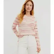 NWT Womens Size Small Ann Taylor LOFT Spacedye Stripe Raglan Knit Sweater