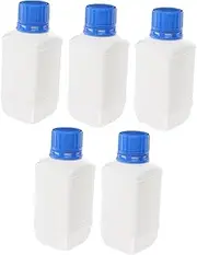 NAMOARLY 5pcs Wide Mouth Square Plastic Bottles Chemical Storage Laboratory Liquid Containers for Schools Hospitals and