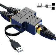 RJ45 Splitter Adapter, Aoiutrn 1 to 2 Dual Port USB to RJ45 Network 8P8C Exte...