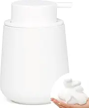 BosilunLife Foam Hand Soap Dispenser - 12 oz Bathroom Lotion Hand Pump Dispenser White Foaming Soap Dispenser Ceramic Dish Liquid Dispenser for Kitchen Hand Wash Dispenser (Rubber Paint)