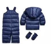 NWT Baby Boy Polo Ralph Lauren 4 Piece Jacket & Snowsuit 9 M Down Puffer Navy