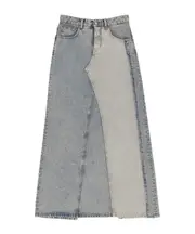 MM6 Maison Margiela Logo-Patch Slit Denim Maxi Skirt IT42,IT36 Gray