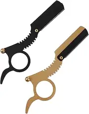 TOVINANNA Finger Razor Men's Barber Set 2pcs Straight Razor for Beard and Eyebrow Shaving