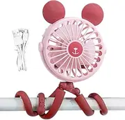 ycezw Rechargeable Cradle Fan, Clip-on Stroller Fan - Octopus Handheld Personal Stroller Fan - Quiet Fan of Portable Electric Camping Cart, Personal Fan