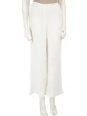 White Linen Textured Trousers
