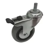 Easyroll 75mm 45kg Grey Rubber Swivel Plus Brake Castor