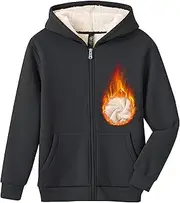 [MoFiz] Kids Fleece Jackets Sherpa Lined Hoodie Jacket Hooded Zip up Sweatshirt Coats for Boys Girls Winter Casual Outerwear