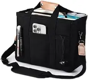 [Generic] Multi Pocket Large Tote Bag for Women Canvas Bag with Handle Bag Large Cpaci Purse Reusable Handbag Black One Size