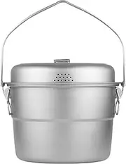 Folpus Camping Hanging Pot Outdoor Cookware 5.5 L Capacity Cooking Pot Camping Pot Titanium Stew Pot for Backpacking Travel Barbecue