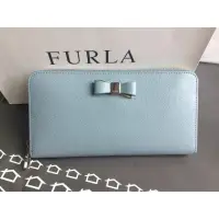 在飛比找蝦皮購物優惠-保留）Furla 🎀蝴蝶結飾拉鏈牛皮長夾 全新