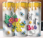 Let It Bee Inflated Tumbler 20oz Skinny Cup Mug Stainless Steel Design