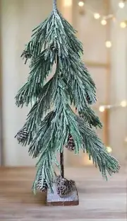 Primitive Rustic Snowy 20" Snowy Fabric Douglas Fir Mini Christmas Tree